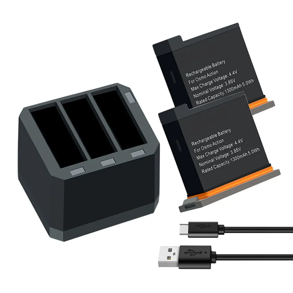 

Batteries for DJI Osmo Action Camera Battery 1300mAh Channel USB Charger bateria For DJI Osmo Action Camera Accessories