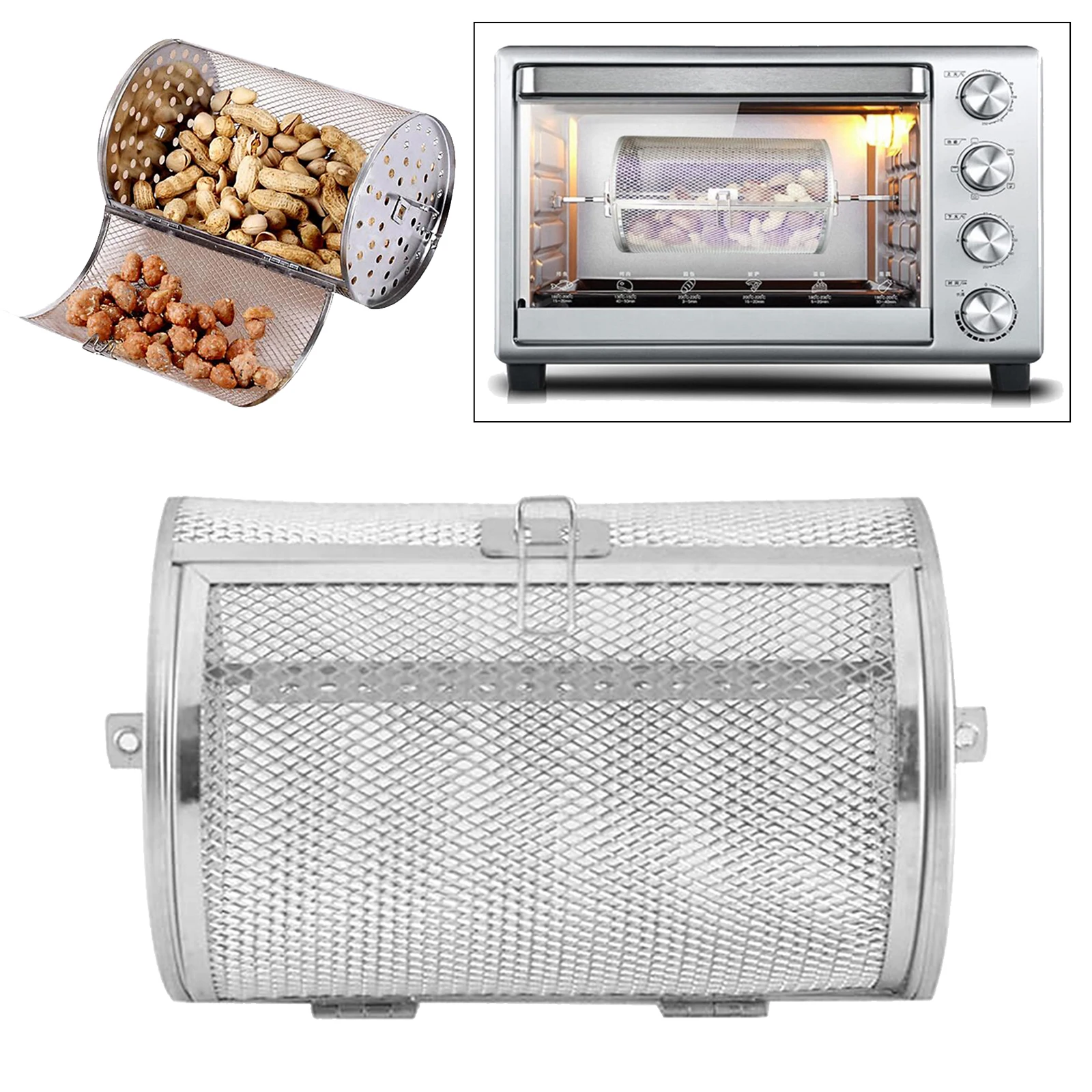 Durable Rotisserie Grill Roaster Drum Oven Basket Roast Baking Rotary Indoor Outdoor | BBQ Accessories