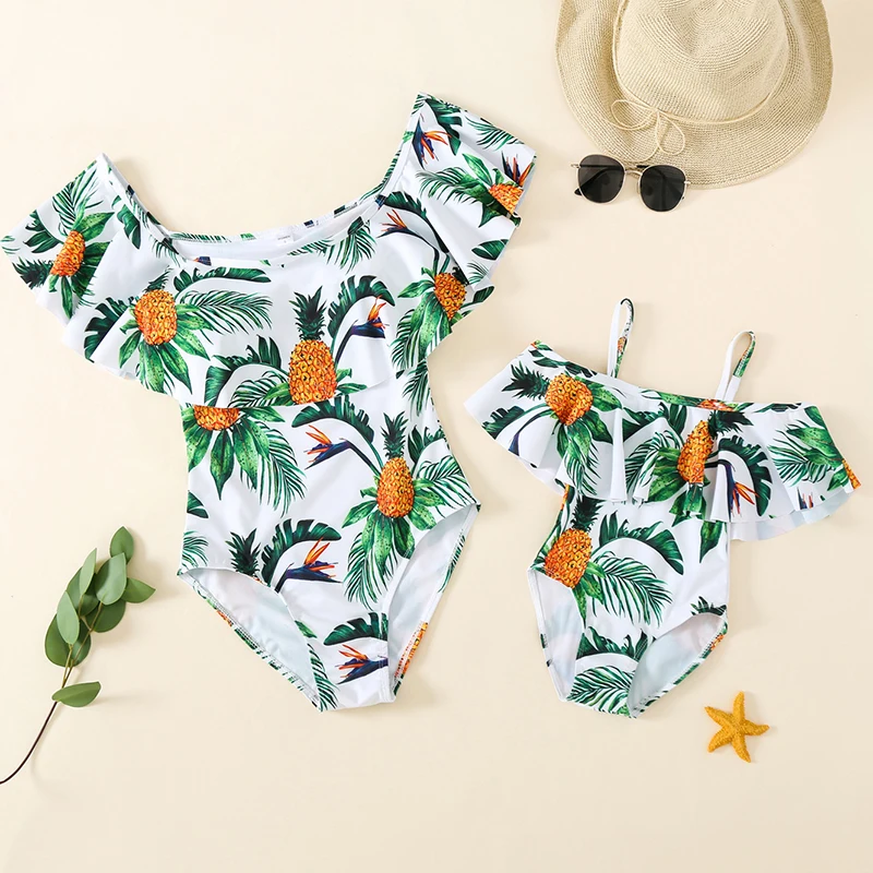 Летняя семейная одежда для плавания пляжные купальники мамы и дочки папы