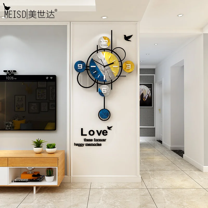 Нордические часы MEISD настенные с маятниковым декором современный дизайн