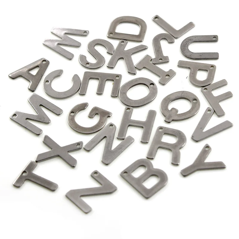 

100pcs 316L Stainless Steel A-Z Letter Charms Alphabet Charm Pendants for Bracelet Necklace Crafts Jewelry Making Accessories