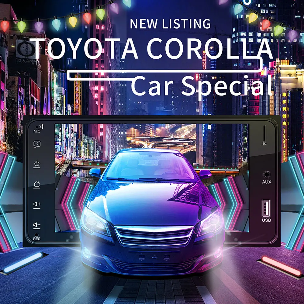 7 Inch Dual Ingot Car MP5 Player Phone Connected Bluetooth Reversing Rear View HD Capacitive Screen For Toyota Corolla | Автомобили и
