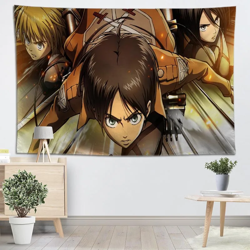 

Nice Attack On Titan Tapestry Wall Hanging Wall Fabric Tapestry Art Home Decoration Sleeping Pad Wall Carpets Dorm Decor 1125