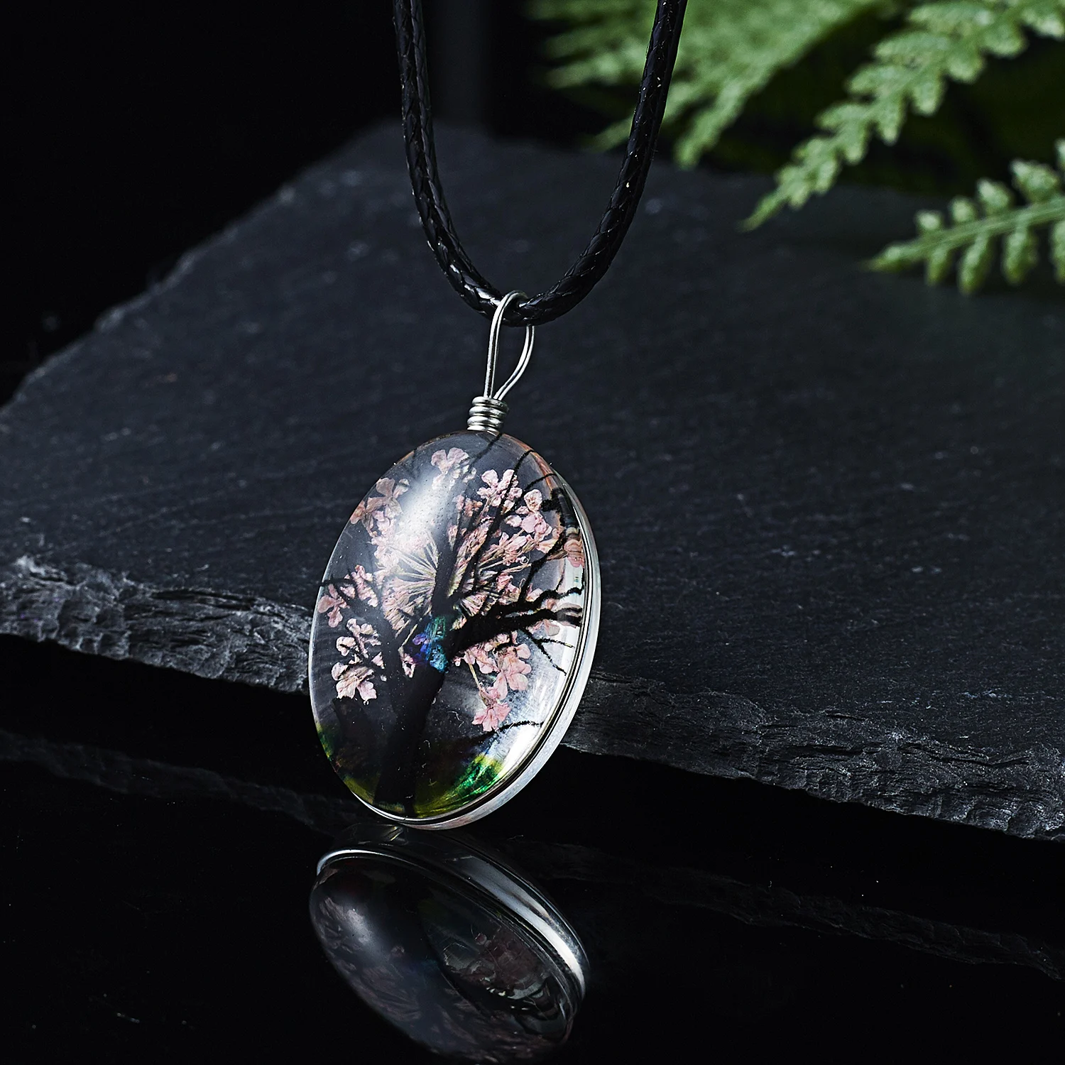 Belleper сушеные дерево цветы пейзаж образец стекла Модный кулон в виде натуральный