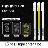 15pcslot whitesilvergold highlighters markers sketch watercolor color pencils hand draw black card drawing pen set stationery
