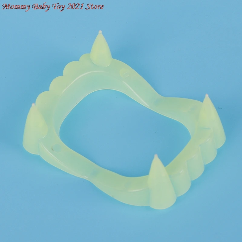 

1 Set Fake Luminous Horrific Fun Clown Dress Vampire Teeth Nails Halloween Party Dentures Props Zombie Devil Fangs Tooth