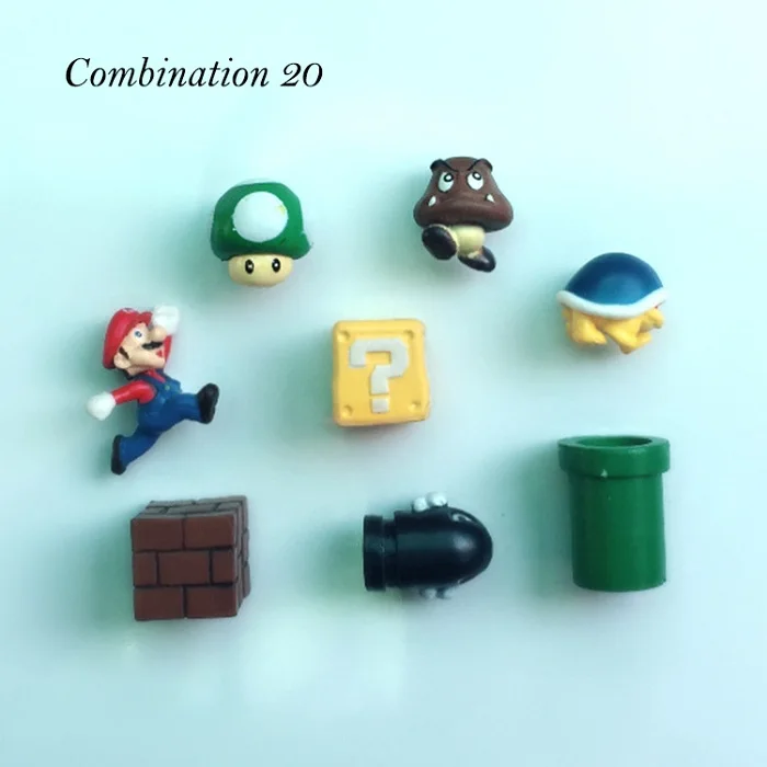Combination 20 3D Супер Марио Bros магниты на холодильник магнит стикер сообщений мультфильм игровой мультфильм 3D лед коробка Пастер ледяная коробка стикер - Цвет: Combination 20