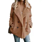 Зимние женские теплые плюшевые меховые пальто на пуговицах