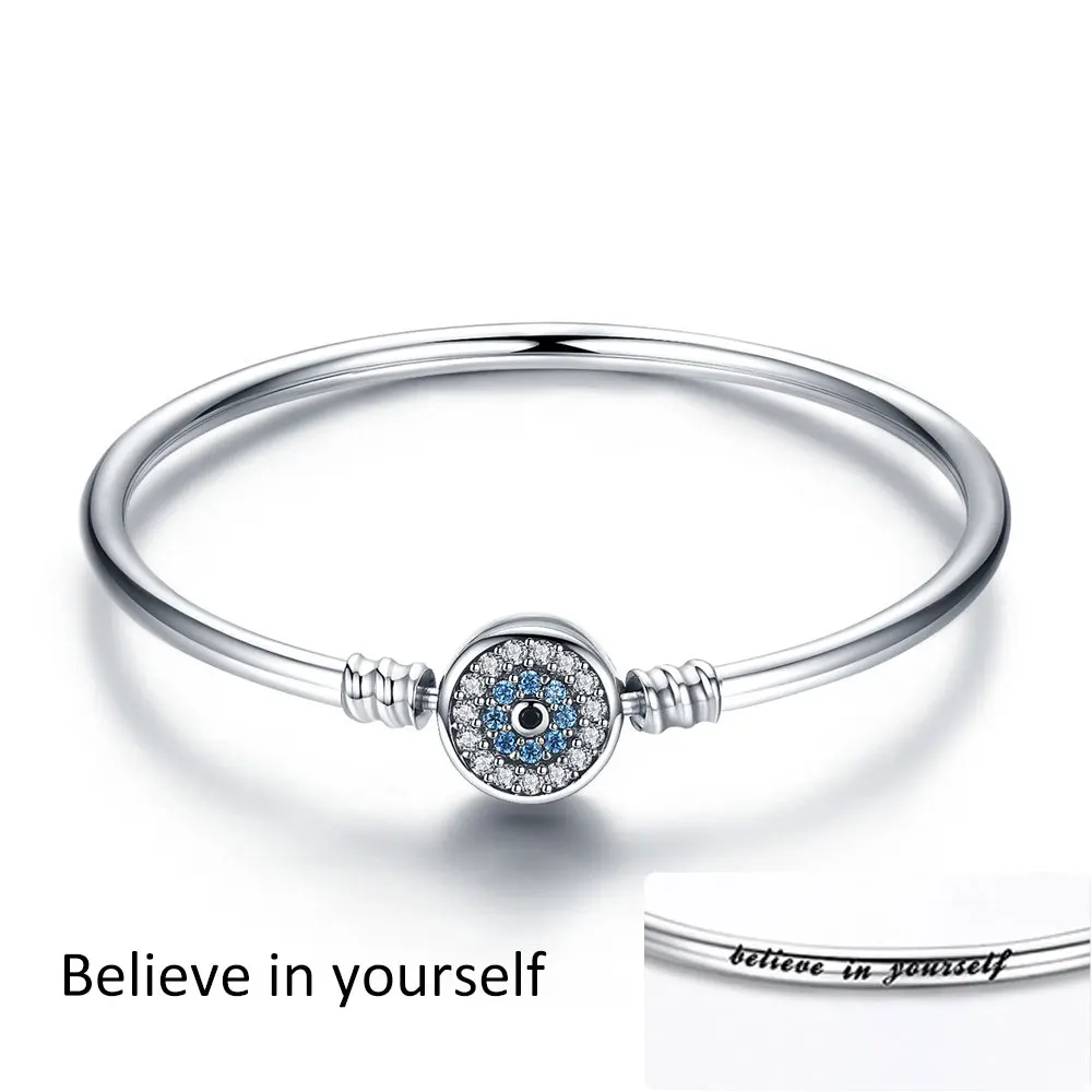 Pulseira 925 пробы серебряный браслет Femme Снежинка Сердце голубой глаз Femme змеиная цепь браслеты и ювелирные женские браслеты - Окраска металла: ECB012