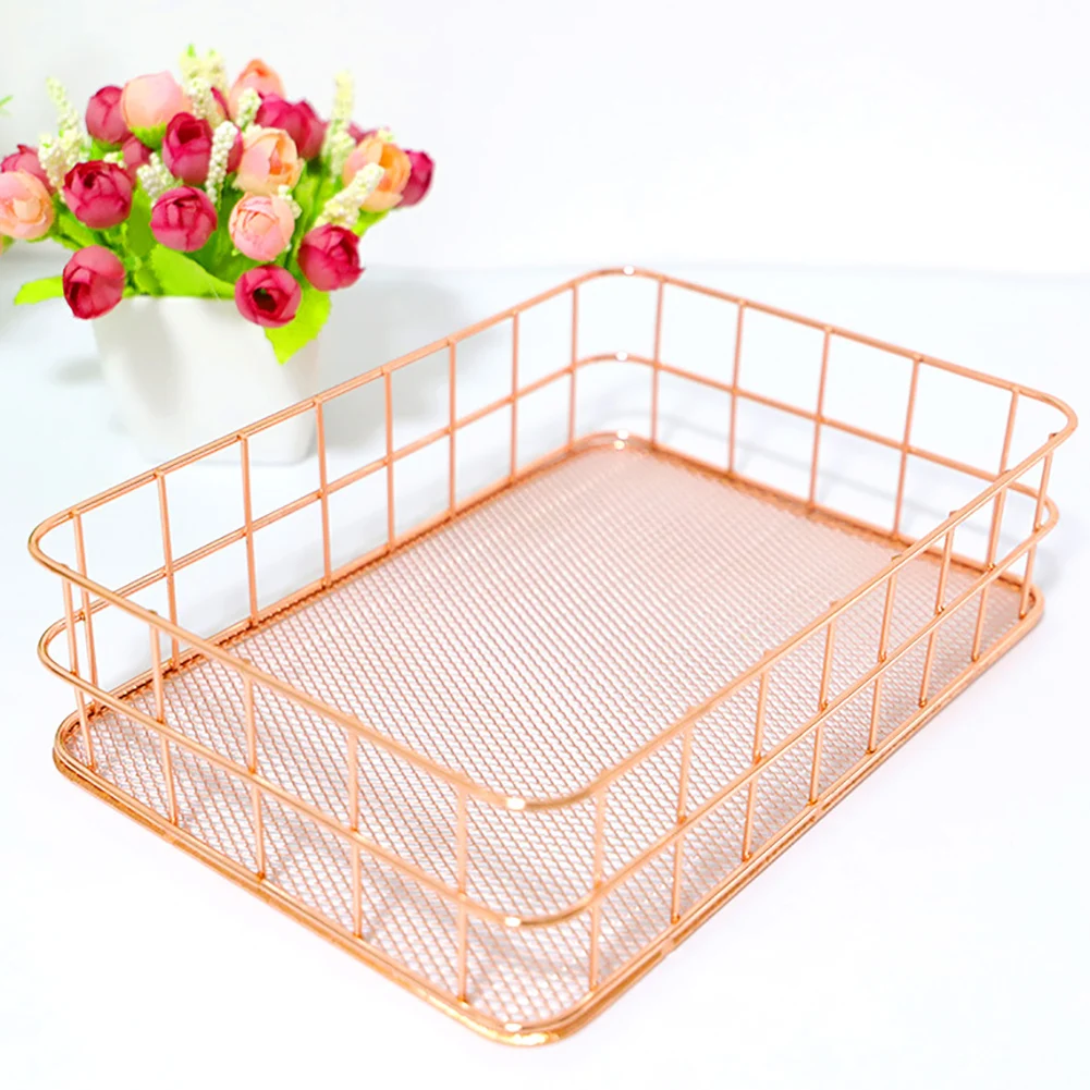 Розовое золото железный художественный скандинавский органайзер для макияжа