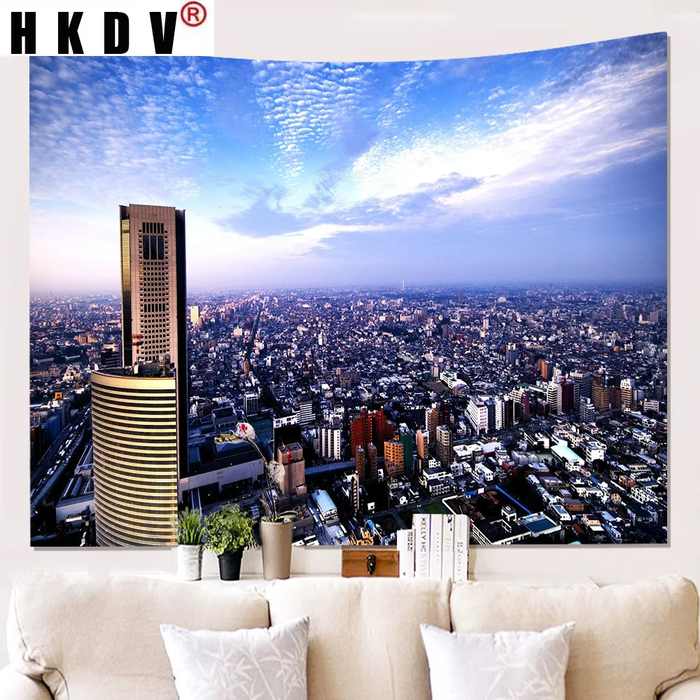 

HKDV Modern City Skyscrapers Road Tapestry Hanging Covering Rugs Background Cloth Beach Mat Blanket Art Bedroom Living Home Deco