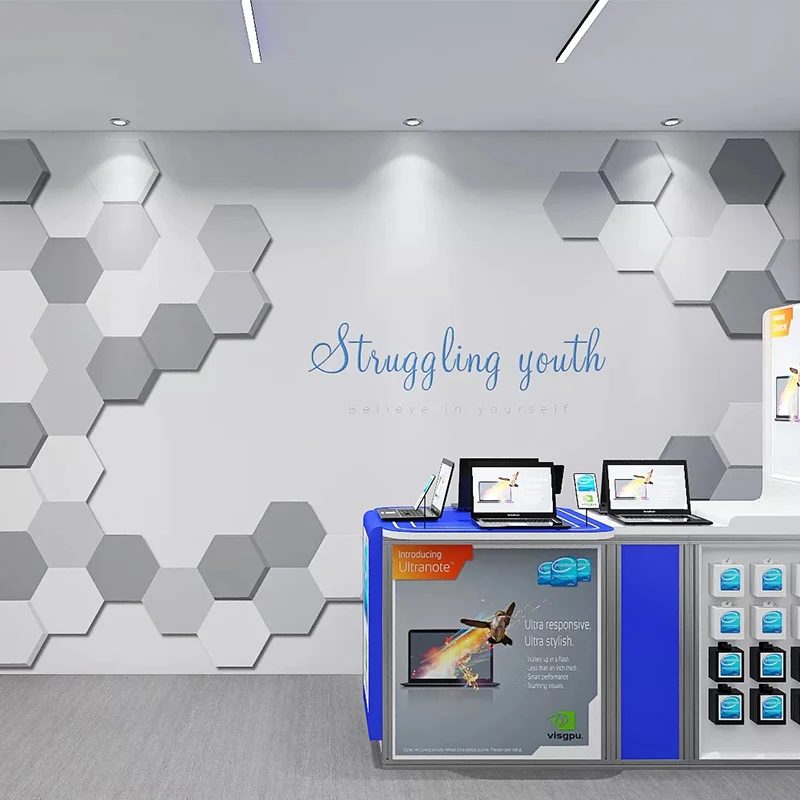 3D несимметричные шестигранные обои В индустриальном стиле вогнутые выпуклые