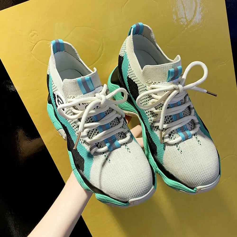 

Women Platform Chunky Sneakers high lace-up Casual Vulcanize Shoes luxury Designer Old Dad female fashion Sneakers B62-49 HF