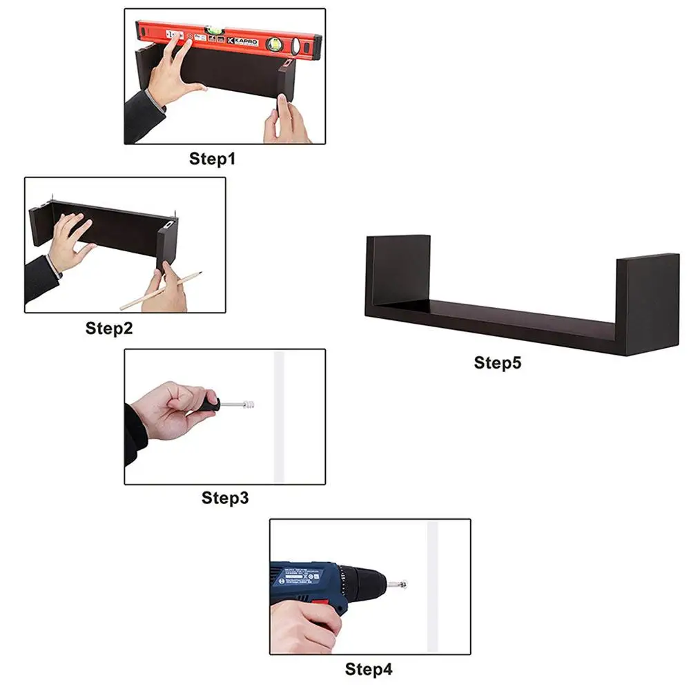 

3pcs Floating Display Shelves Ledge Bookshelf Wall Mounted MDF Laminate Storage Home Living Room Decor for Photo CD Toy Awards