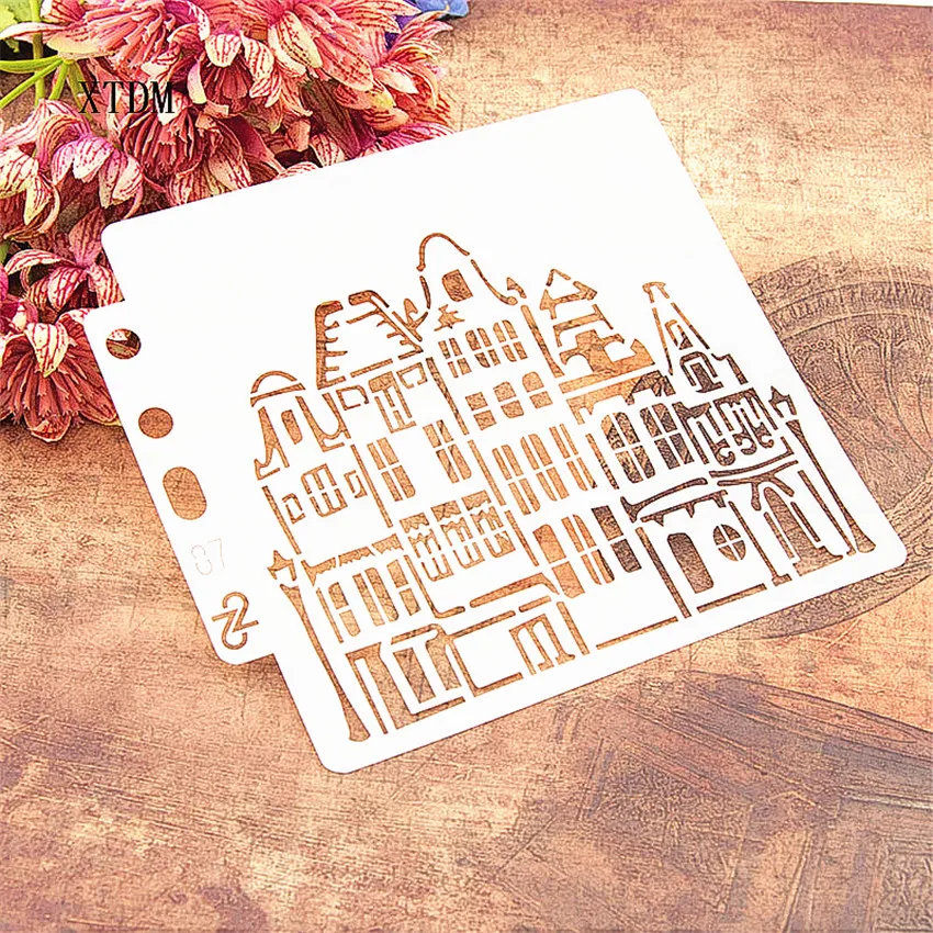 

Castle petals plastic mold shield DIY cake scrapbook stencils hollow Embellishments printing lace ruler Valentine's Day