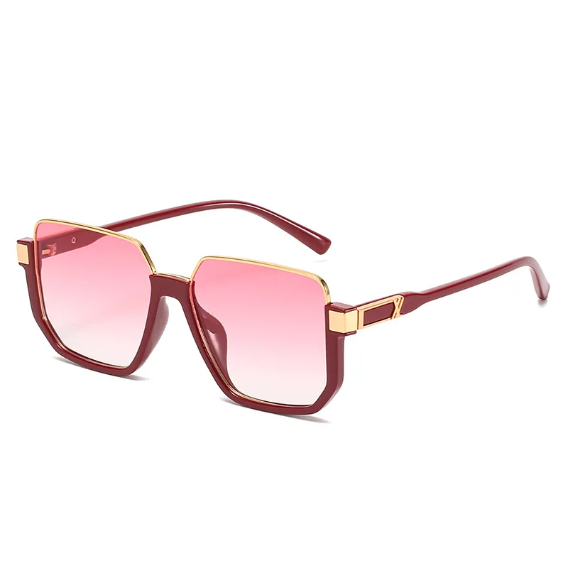 

2021 New Style Quality Large Frame Square Sunglasses Changing Color Oversized Semimetal Sun Glasses Brand Design Vintage Shades