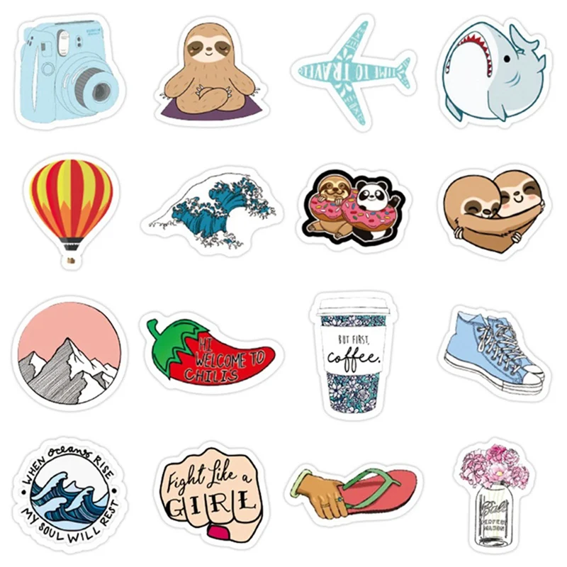 

40Pcs/Pack Fruit Flower Animal Stickers for Cute Cartoon Laptop Luggage Guaitar Skateboard Waterproof Stationery Stickers