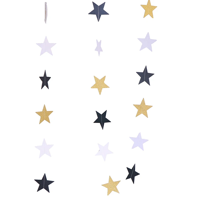 

2.5M Gold Glitter Paper Star Shape String Banners Colorful Bunting Hanging Paper Birthday Wedding Party Home Decoration