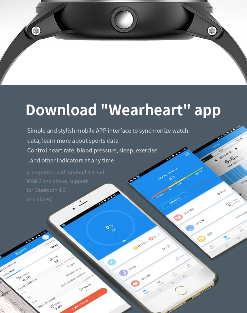 

Hopofit Smartwatch Waterproof Women Men E101 ECG PPG Blood Pressure Heart Rate Monitor Wrist Clock for IOS Android