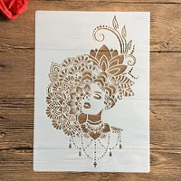 a4 29 21cm girl mandala diy stencils wall painting scrapbook coloring embossing album decorative paper card template