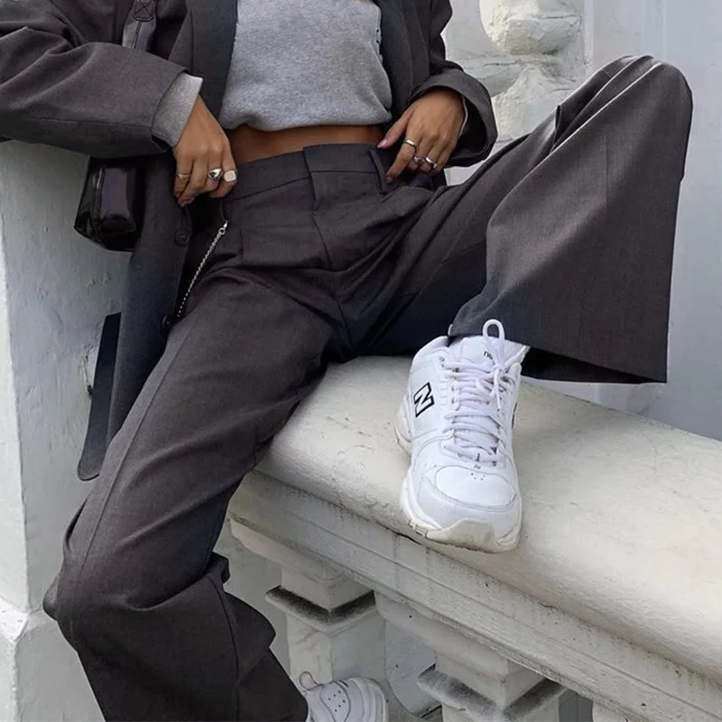 

Classic Wide Pants Floor-Length Pleated Loose Women Trousers Spring Leg Vintage Female Korea Mom Pants 2022 StreeWear Fasion