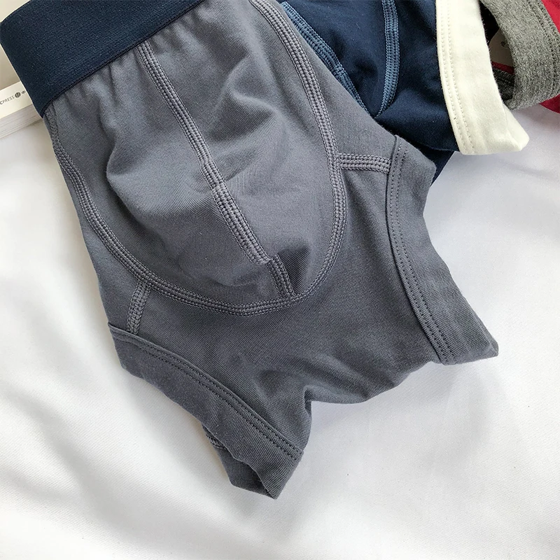 3 Pieces Mens Boxer Shorts Solid Color Cotton Mens Underwear Boxer Summer Mid Waist Underpants Breathable Men's Panties 2021 New