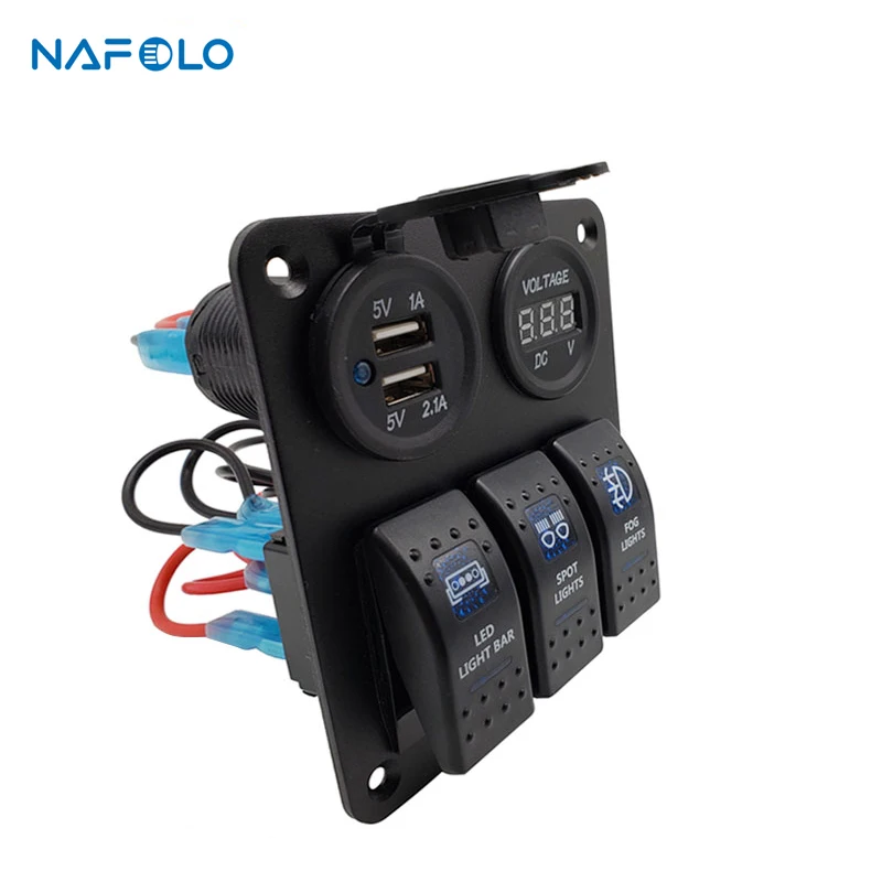 Кулисный Переключатель Панель USB Мощность гнездо DC12V 24V 3.1A Dual проводка Наборы