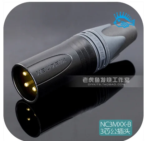 Трехъядерный сбалансированный штекер Neutrik NC3MXX B Swiss питаk XLR Cannon Head Black Gold|Усилители