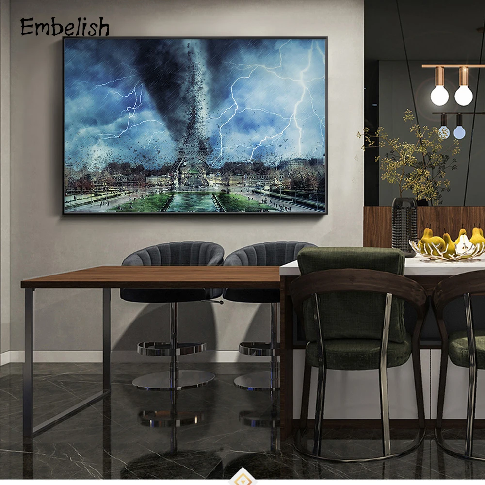 

Embelish 1 Pieces Lighting Paris Tower Landscape HD Canvas Paintings Modern Home Decor Pictures For living Room Wall Art Posters