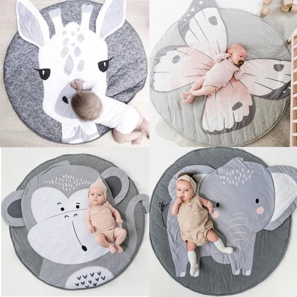 

Cartoon Animals Baby Play Mats Pad Toddler Kids Crawling Blanket Round Carpet Rug Toys Mat For Children Room Decor Dropshipping