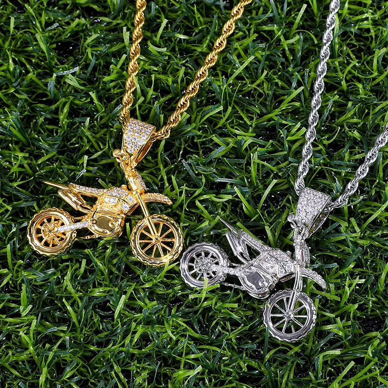 Хип хоп Полный AAA Iced Out Bling CZ кубический циркон медь крутые мотоциклетные подвески