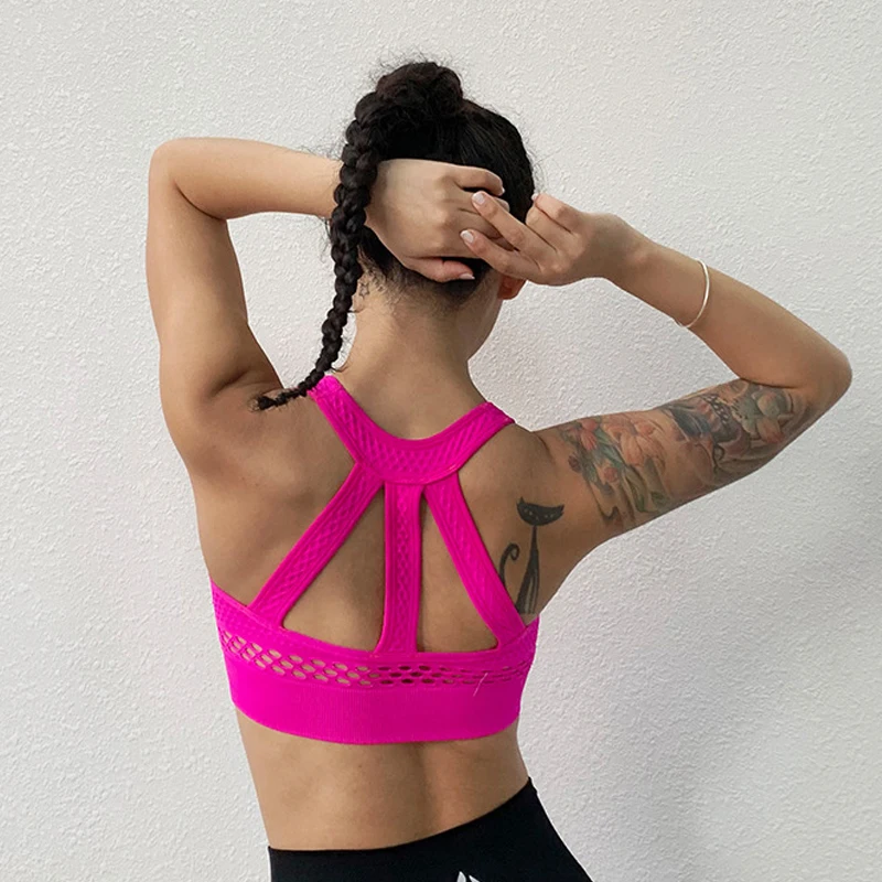 Accept 1 Piece  Custom Logo Sports Bra Shockproof Gathered Padded Running Training Yoga Bra Women's Gym  Underwear