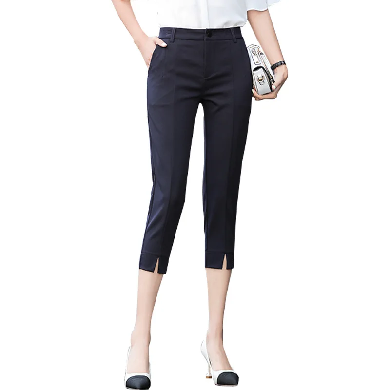 

Professional Suit Pants New Tapered Pants Slim Fit Stretch Suit Pants Women Cropped Pants Split Pencil Pants