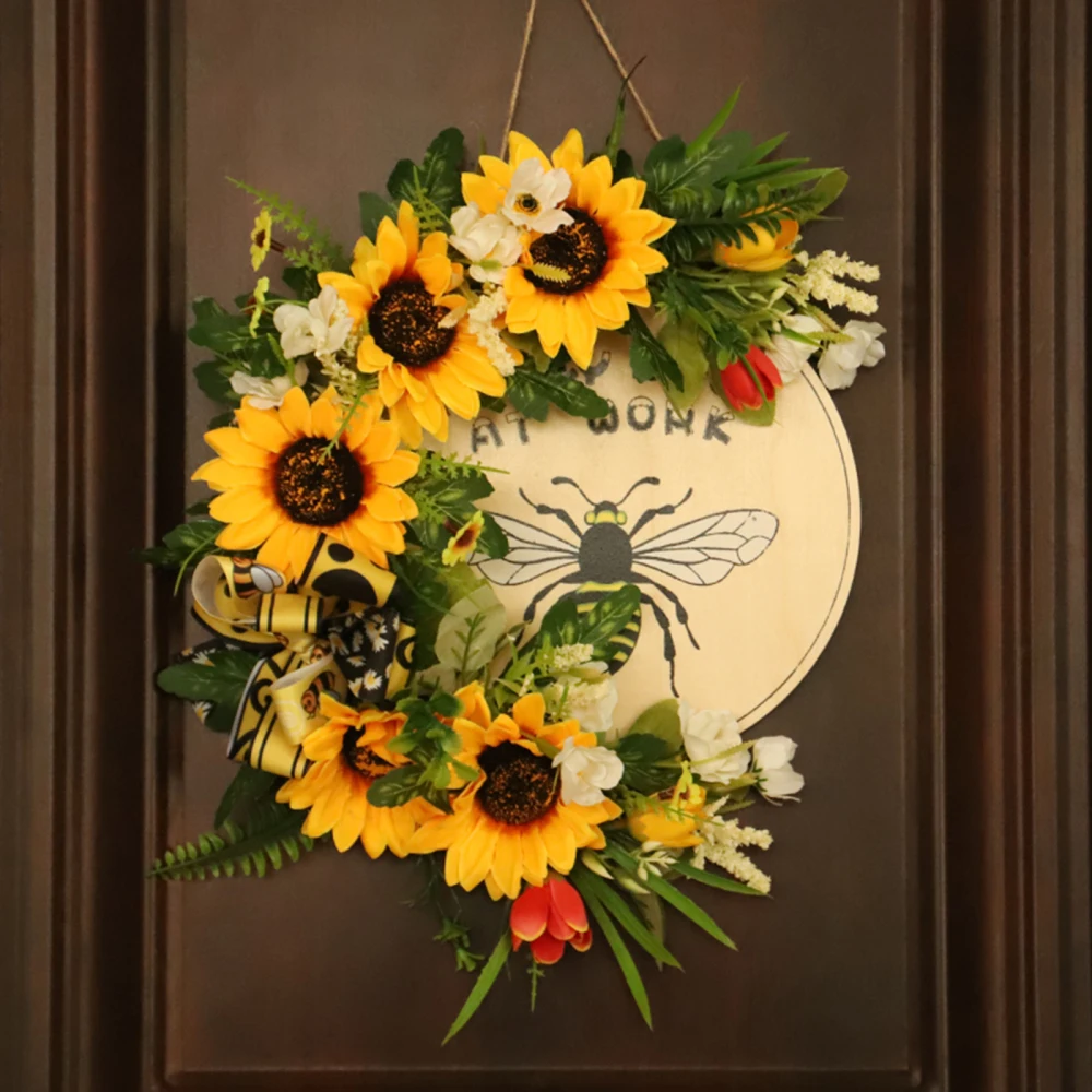 

Simulation Silk Rose Wall Decoration Wreath Sunflower Flower Garland PVC Material Wedding Party Props 1pcs Wreaths