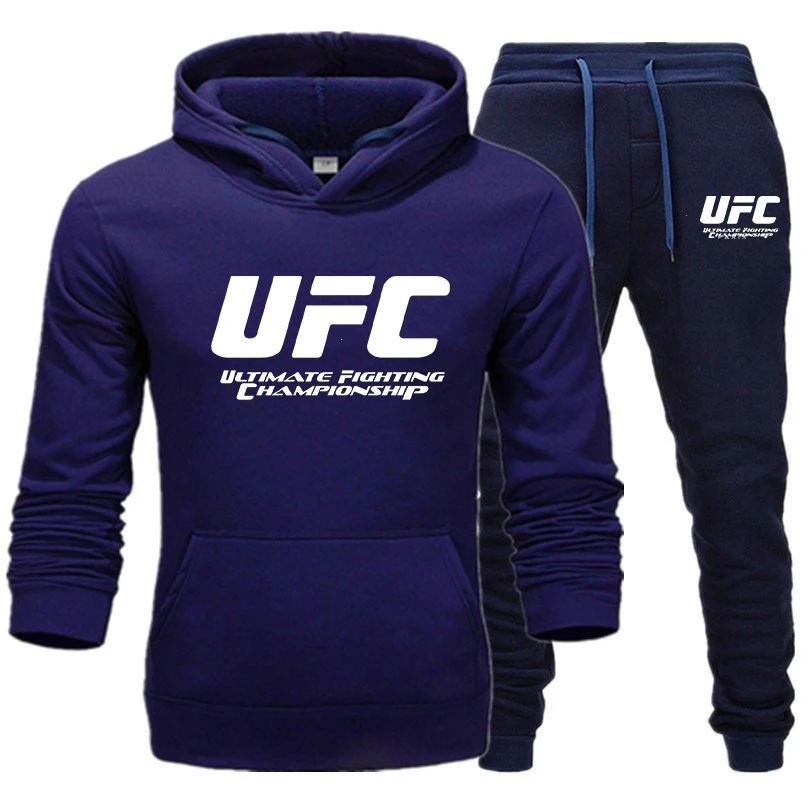 

New Brand Tracksuit Casual Hoodies For Men Sportswear Two Piece Sets Of Thick Red Sweatshirt + Pants Sport Suit Plus 3XL