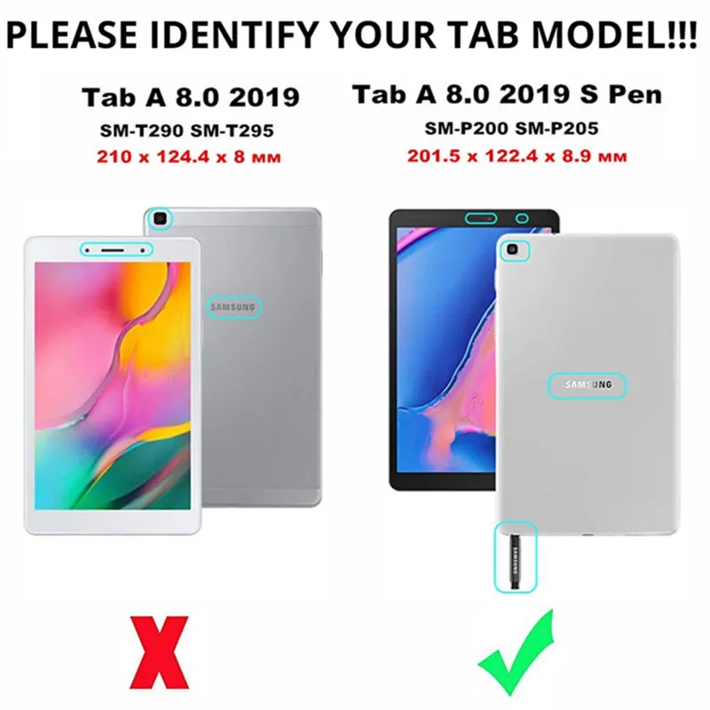 Тонкий кожаный чехол книжка с магнитной застежкой для Samsung Galaxy Tab A S Pen 8 0 2019 P205