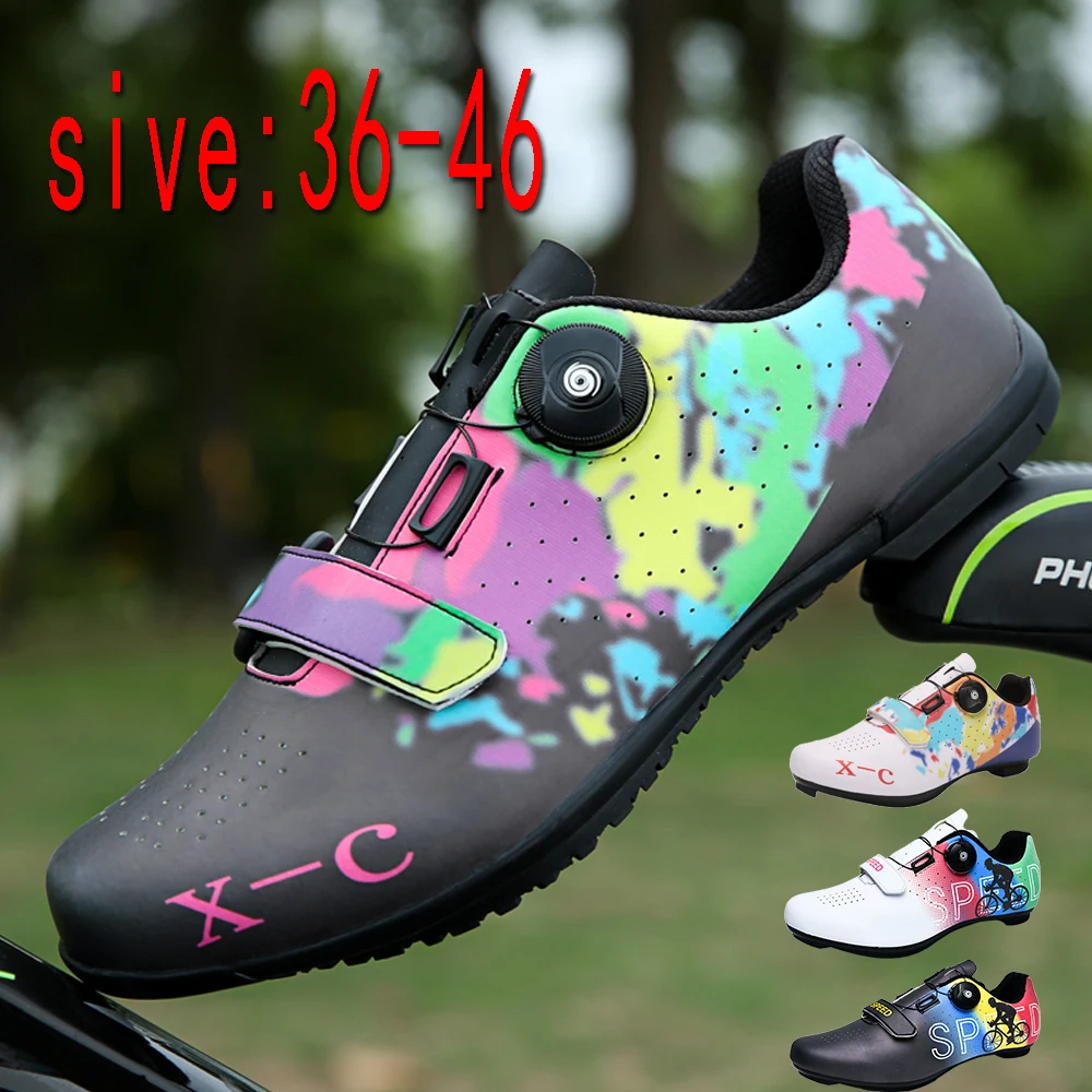 

High-end male and female professional buckle cycling shoes, fashionable road mountain bike shoes, triathlon road racing shoes