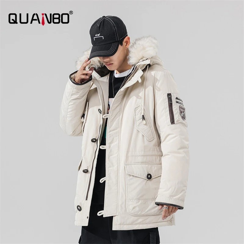 -30 Waterproof Down Brand Clothing Coats 2021 New  Men Big with Fur Collar Thick （Winter) Keep Warm Duck Down Casual Parker