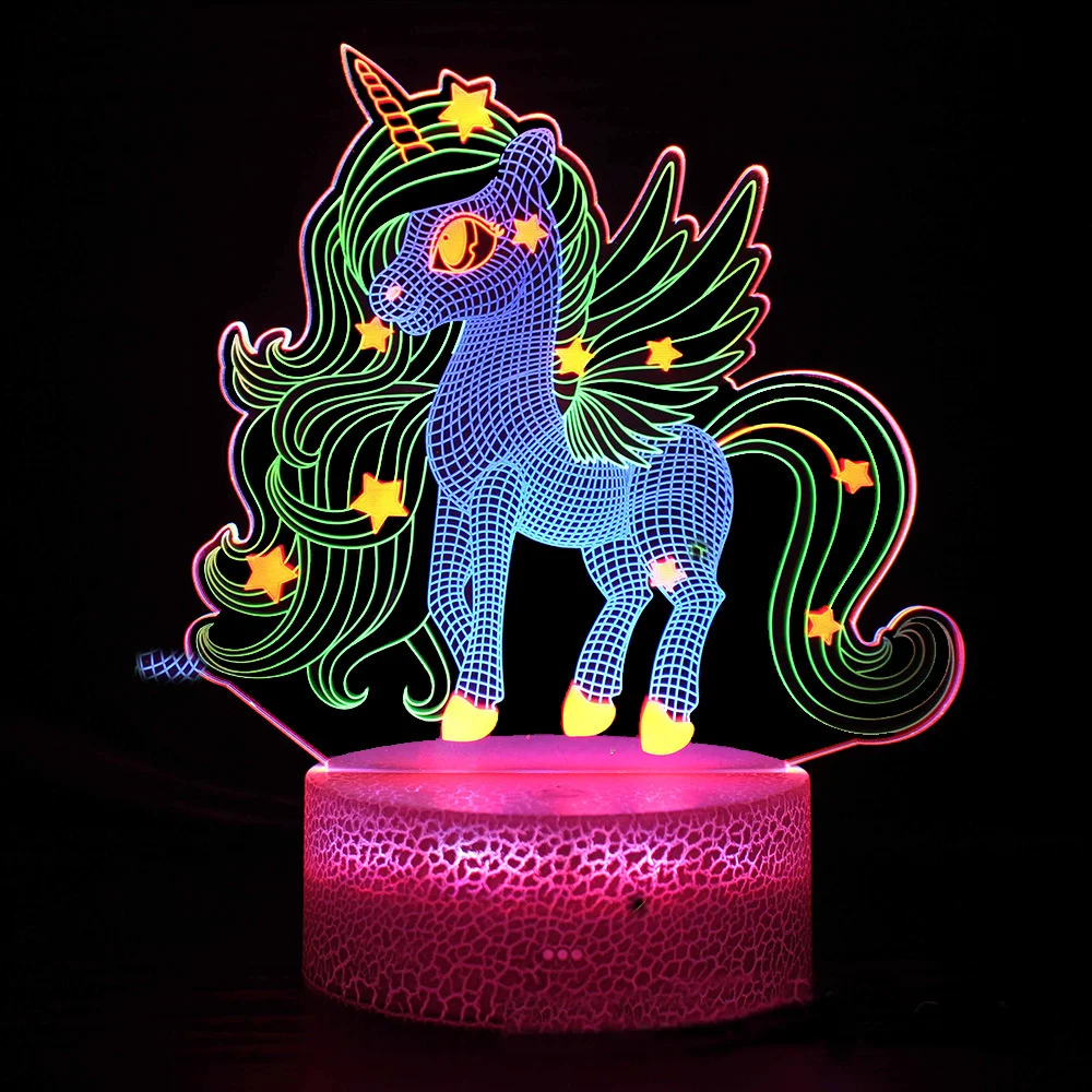 3D Unicorn Illusion Lamp 3D Night Lights 3 Acrylic Plate Touch Control Led Table Lamp Unicorn Gifts for Kids Baby Bedroom Decor