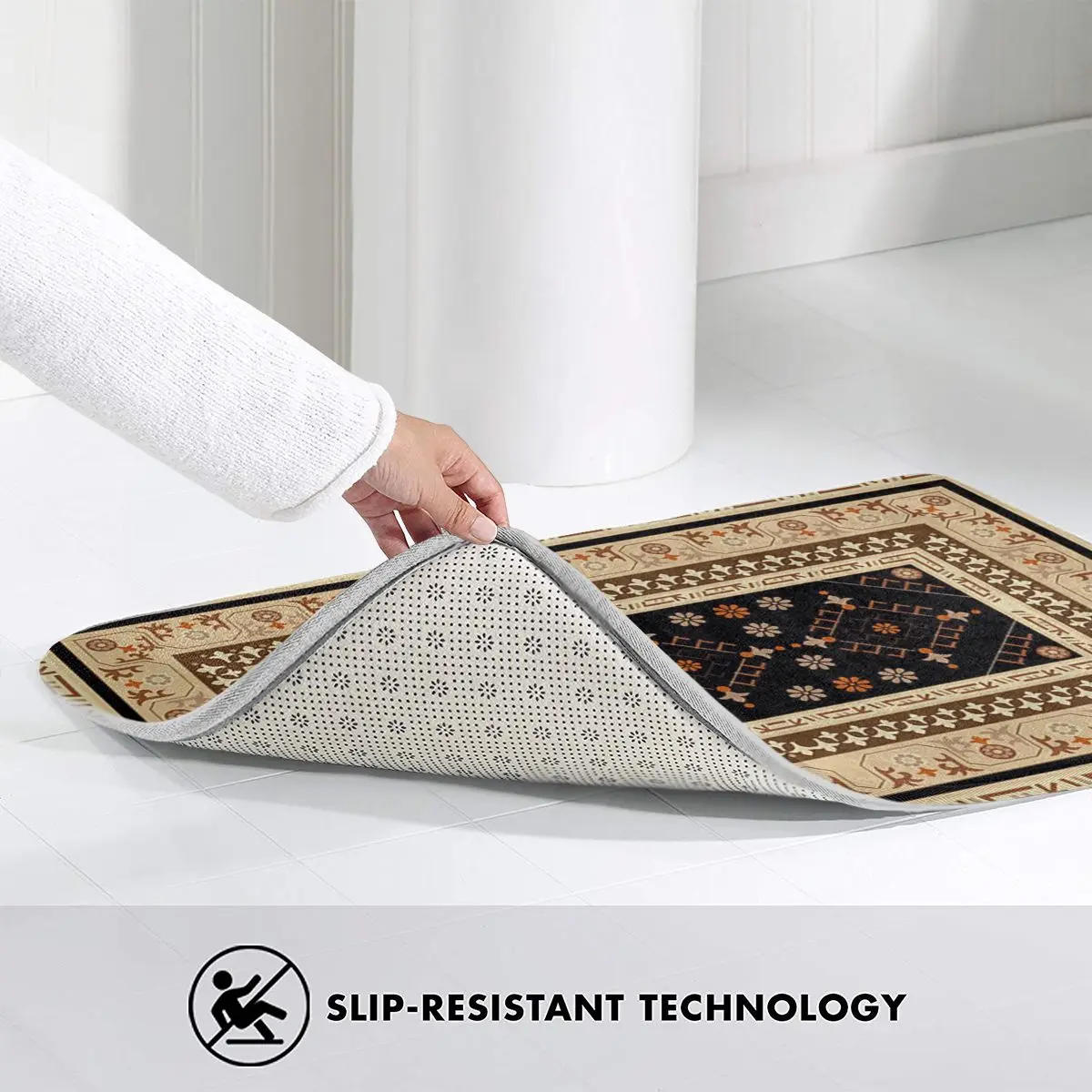 

Vintage Geometric Floral Carpet Non-Slip Entrance Door Floor Mat Absorbent Bath Mat Kitchen Rug Welcome Mats