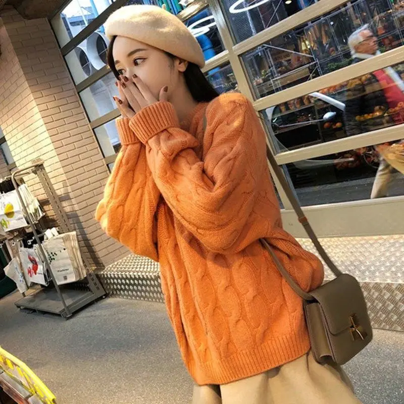 Женская трикотажная куртка из шерсти свободная осенне-зимняя одежда в Корейском