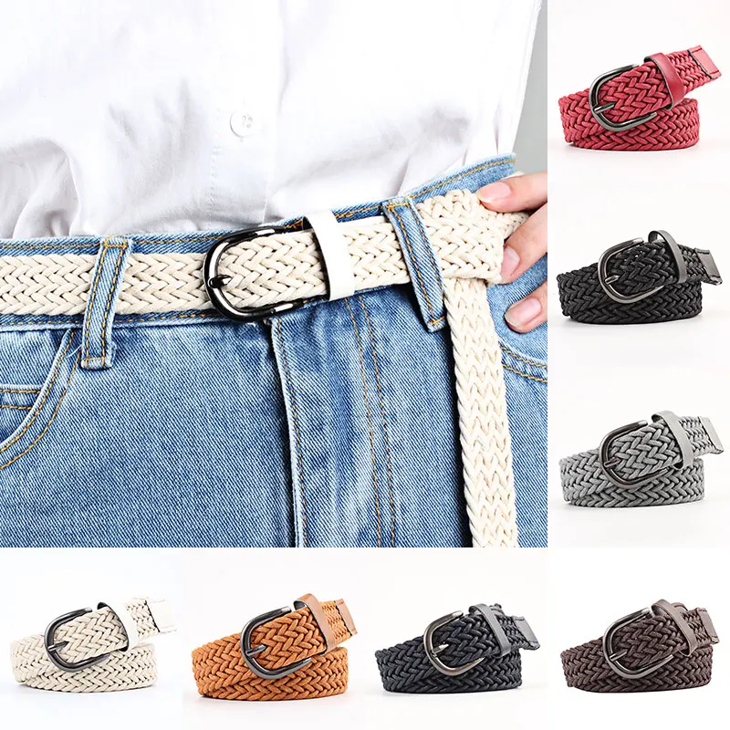 

103cm Women Fashion Casual Stretch Twist Woven Belt Wax Rope Braided Waistband Smooth Cummerbund Comfortable Colorful Belt