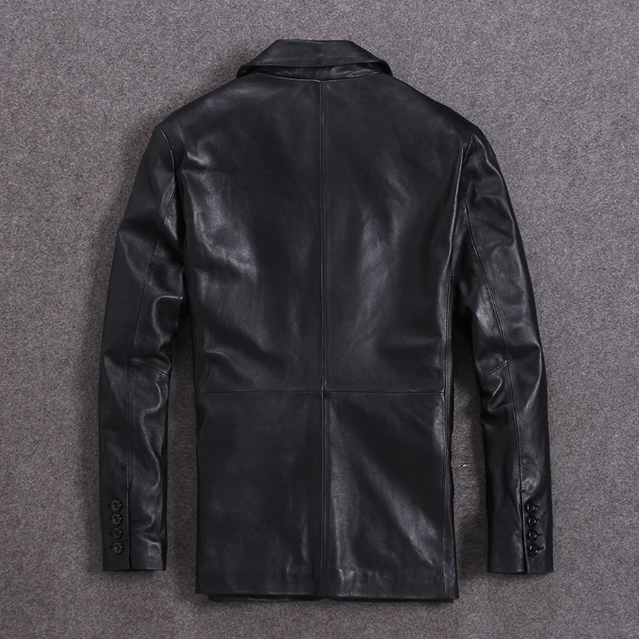 

casual shipping.man Free Leisure suit,Plus size soft sheepskin leather Jacket,mens genuine Leather business jacket.