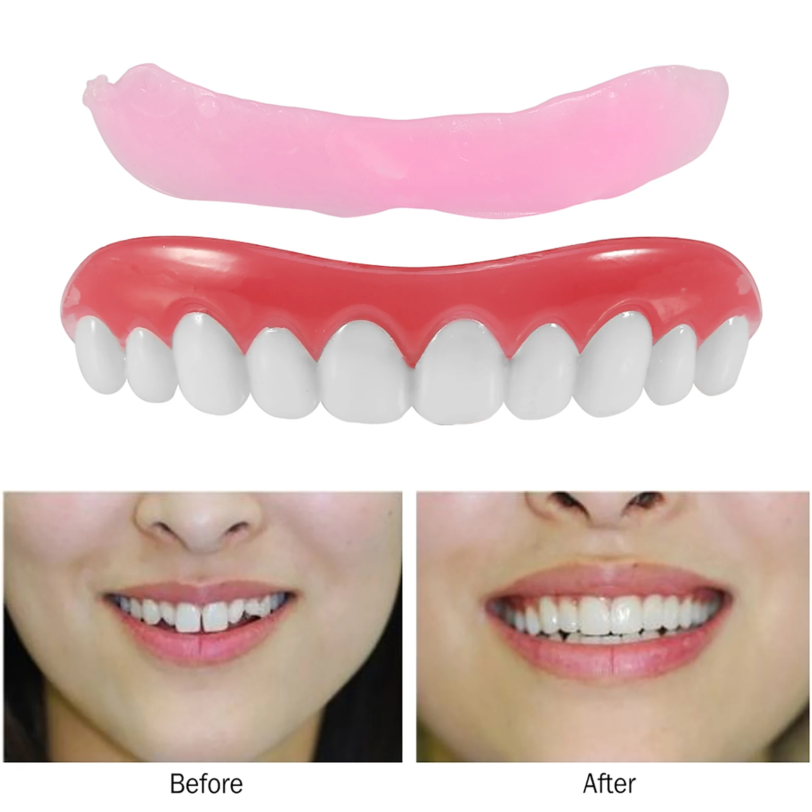

10Pcs False Cosmetic Dentures Teeth Veneer Upper Replacement Dental Tool Perfect Smile Comfort Fit Fake Teeth Oral Hygiene Care