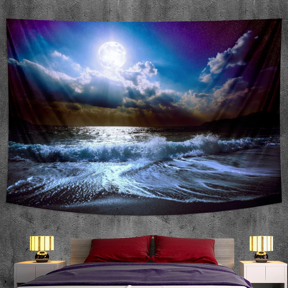 Психоделическая сцена Лунная планета домашнее Искусство Декор Гобелен Мандала
