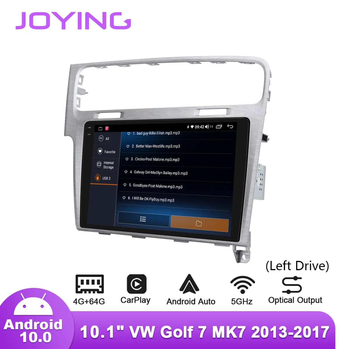 

JOYING 10.1" Android10.0 GPS Navigation WIFI Head Unit Car Stereo Multimedia Video For VW Volkswagen Golf 7 MK7 2013-2017