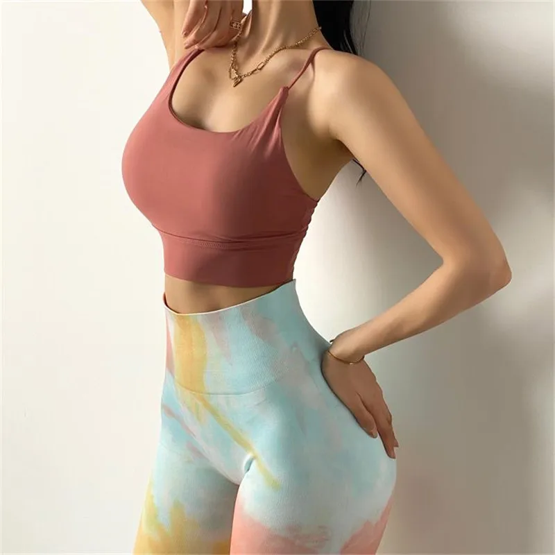 Спортивный бюстгальтер с подкладкой высокое воздействие Поддержка Йога