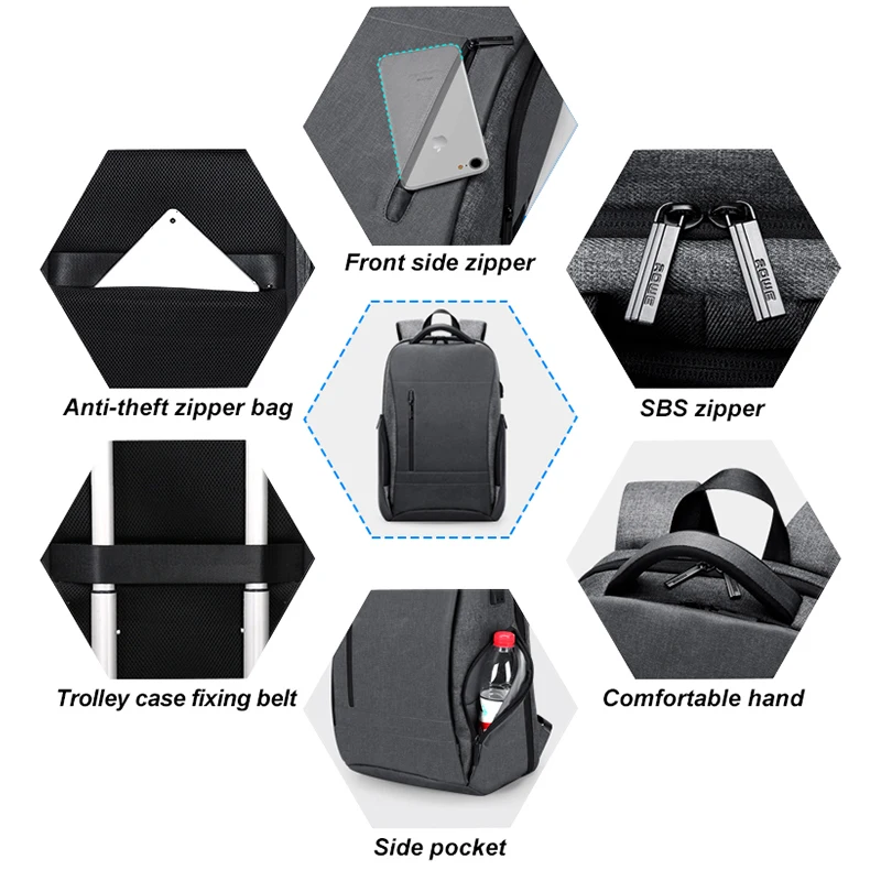 USB зарядка профессиональный мужской водонепроницаемый рюкзак для ноутбука 15 6