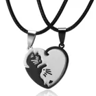 Ожерелье из нержавеющей стали, с подвеской в виде кота, сердца, 2 шт.