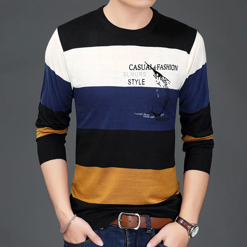 

YUSHU модный свитер мужской s пуловер Свободный Тонкий облегающий джемпер Woole свитер Мужская брендовая одежда трикотаж